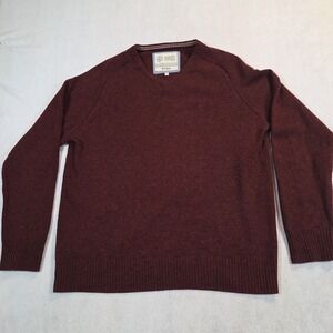 Fat Face Brand Pure Lambs Wool Sweater Men's XL Burgundy Red Pullover V-Neck